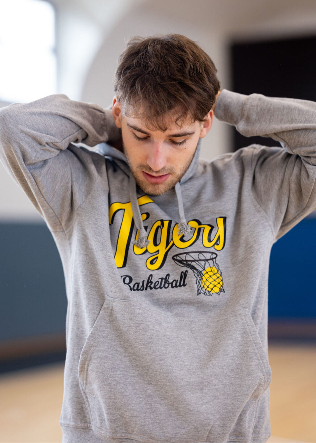 Hoodie Tigers Basketball Kursiv Grau