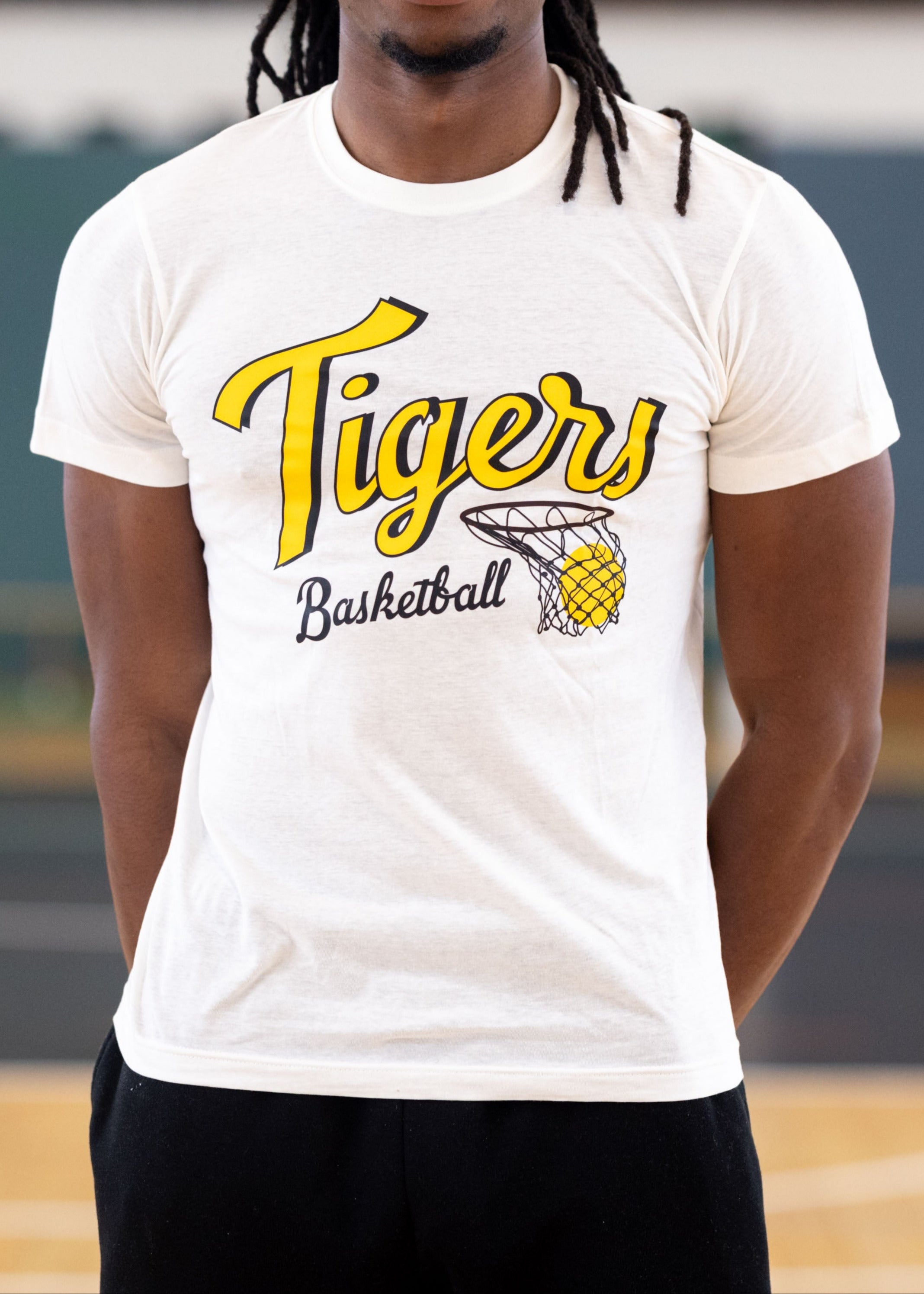 T-Shirt Tigers Basketball Kursiv Off-White